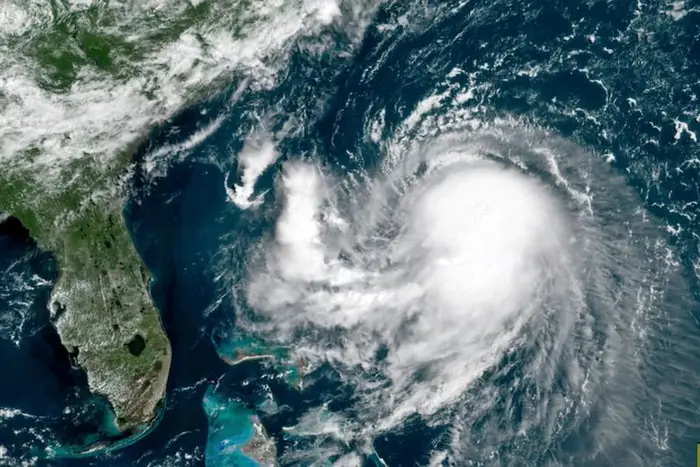 A satellite image of Hurricane Henri off the coast of Florida.
